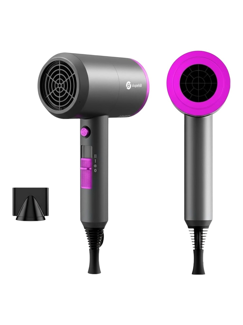 SLOPEHILL Ionic Hair Blow Dryer Concentrator Nozzle Attachment Gray Pink Purple